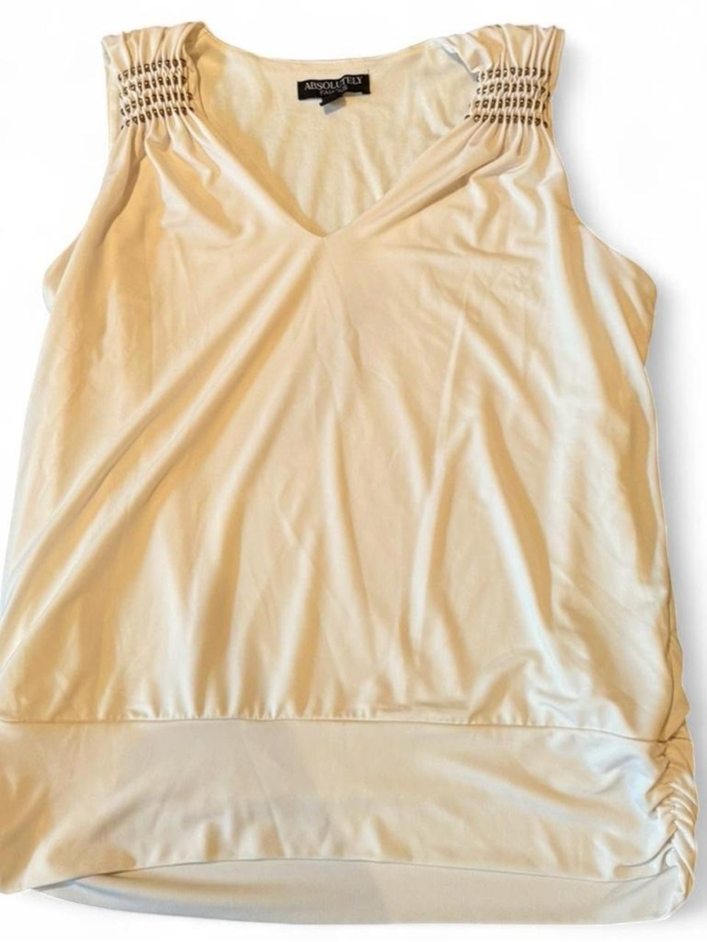 Sleeveless V-Neck Blouse in Ivory